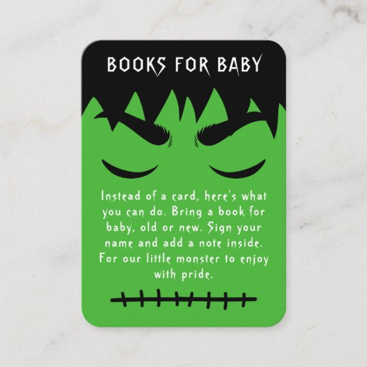 フランケンシュタインハロウィーン赤ちゃんシャワー予約リクエスト エンクロージャーカード (正面)