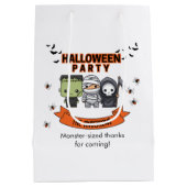 フランケンシュタインママ死神ハロウィ不気味ン ミディアムペーパーバッグ (裏面)