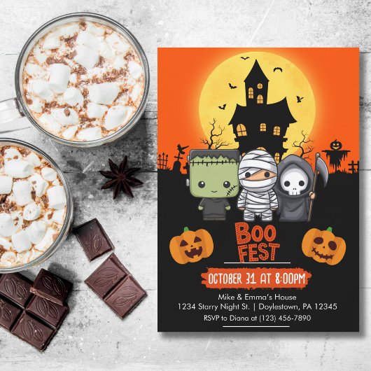 フランケンシュタインママ死神ハロウィ幽霊のよく出るン 招待状