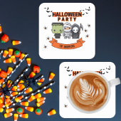 フランケンシュタインミイラ死神かわいいハロウィーン スクエアペーパーコースター