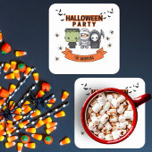 フランケンシュタインミイラ死神かわいいハロウィーン スクエアペーパーコースター