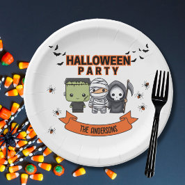 フランケンシュタインミイラ死神かわいいハロウィーン ペーパープレート