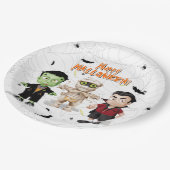 フランケンシュタインムミドラキュラハロウィンモンスターパーティー ペーパープレート (アングル)