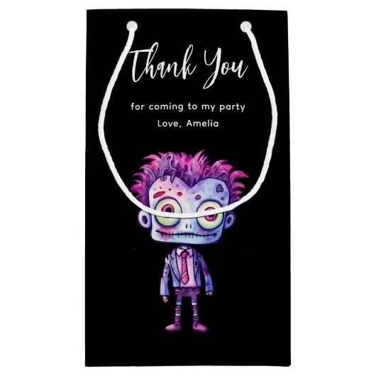 フランケンシュタインモンスタおもしろいー・ハロウィーンおもしろいありがとう スモールペーパーバッグ (裏面)