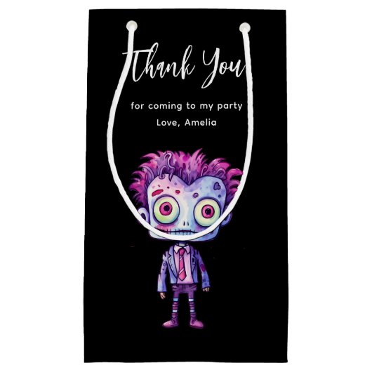 フランケンシュタインモンスタおもしろいー・ハロウィーンおもしろいありがとう スモールペーパーバッグ (正面)