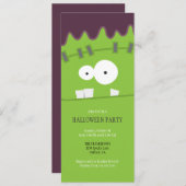 フランケンシュタインモンスターの顔のハローウィンパーティ 招待状 (正面/裏面)