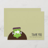 フランケンシュタインモンスターは平らな|メッセージカード感謝していしています サンキューカード (正面/裏面)