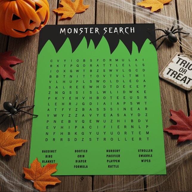 フランケンシュタインモンスターワード検索ベビーシャワーゲーム (Frankenstein Monster Word Search Baby Shower Game
)