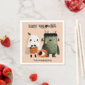 フランケンシュタインモンスター&幽霊不気味かわいいハロウィーン スタンダードカクテルナプキン (インサイチュ)