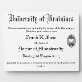 フランケンシュタイン卒業証書 フォトプラーク