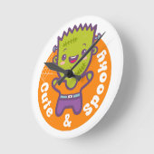 フランケンシュタイン怪物 ラウンド壁時計 (傾斜)