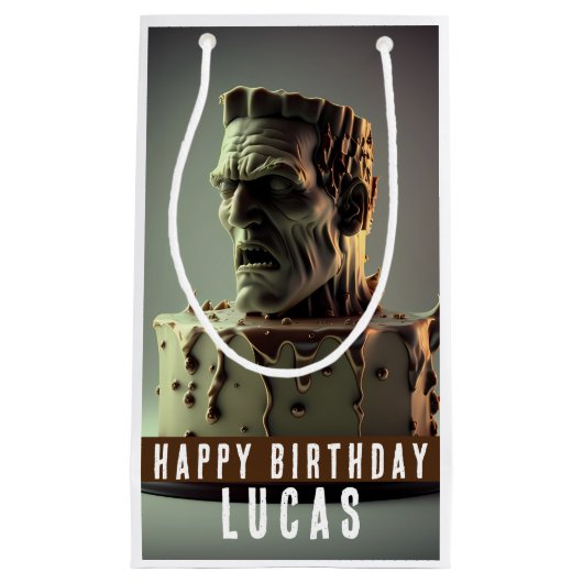 フランケンシュタイン誕生日チョコレートケーキ – スモールペーパーバッグ (正面)