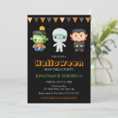 フランケンシュタイン・ミイラ・ヴァンパイア ハロウィン 誕生日 招待状 (スタンド正面)