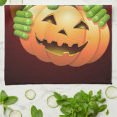 フランケンシュタイン・モンスターマンガとカボチャ キッチンタオル (折り畳み)