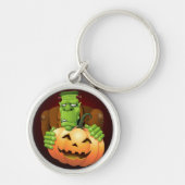 フランケンシュタイン・モンスターマンガとカボチャ キーホルダー (正面)