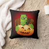 フランケンシュタイン・モンスターマンガとカボチャ クッション (ブランケット)