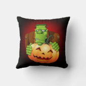 フランケンシュタイン・モンスターマンガとカボチャ クッション (裏面)