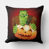 フランケンシュタイン・モンスターマンガとカボチャ クッション (正面)