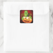 フランケンシュタイン・モンスターマンガとカボチャ スクエアシール (バッグ)