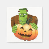 フランケンシュタイン・モンスターマンガとカボチャ スタンダードカクテルナプキン (正面)