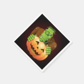 フランケンシュタイン・モンスターマンガとカボチャ スタンダードカクテルナプキン (角)