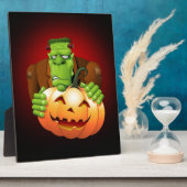 フランケンシュタイン・モンスターマンガとカボチャ フォトプラーク (側面)