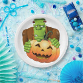 フランケンシュタイン・モンスターマンガとカボチャ ペーパープレート (パーティー)