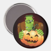フランケンシュタイン・モンスターマンガとカボチャ マグネット (正面/裏面)