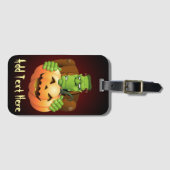 フランケンシュタイン・モンスターマンガとカボチャ ラゲッジタグ (正面横)