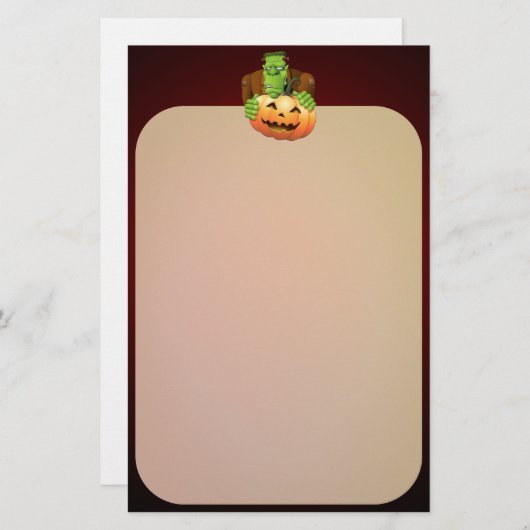 フランケンシュタイン・モンスターマンガとカボチャ 便箋 (正面/裏面)