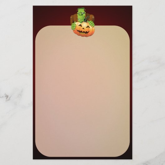 フランケンシュタイン・モンスターマンガとカボチャ 便箋 (正面)