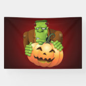 フランケンシュタイン・モンスターマンガとカボチャ 横断幕 (横)