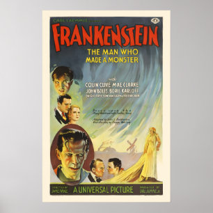 フランケンシュタイン - ヴィンテージスタイル 1930年代 サイエンスフィクション映画 ポスター
