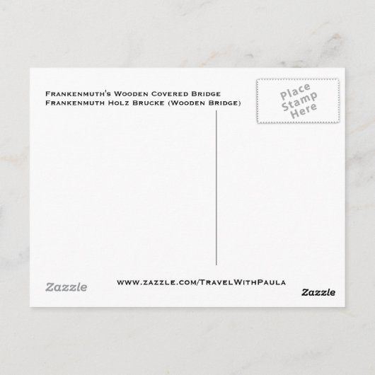フランケンムート屋根付き木製ブリッジミシガン ポストカード (裏面)