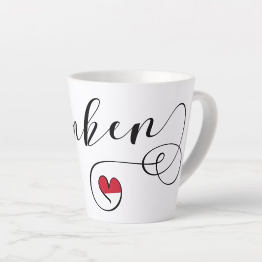 フランケン、フランソニア国旗のハート、フランソニア カフェラテマグ (右アングル)