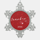 フランケン、フランソニア国旗のハート、フランソニア スノーフレークピューターオーナメント (正面)