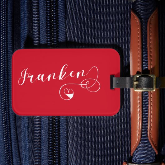 フランケン、フランソニア国旗のハート、フランソニア ラゲッジタグ (正面インサイチュ4)