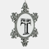 フランシスカンタウとしてのアッシジのAI聖フランシス1 スノーフレークピューターオーナメント (左)