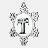 フランシスカンタウとしてのアッシジのAI聖フランシス1 スノーフレークピューターオーナメント (右)