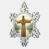 フランシスカンタウとしてのアッシジのAI聖フランシス2 スノーフレークピューターオーナメント (右)