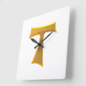 フランシスカンタウクロスパックスエボナム金ゴールドメタル スクエア壁時計 (傾斜)