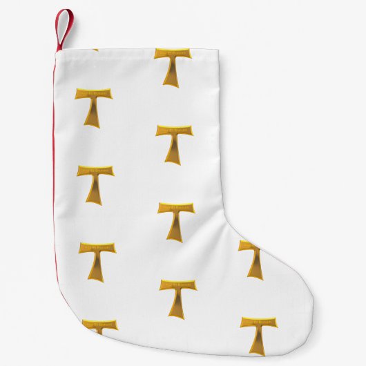 フランシスカンタウクロスパックスエボヌム金ゴールドメタリック スモールクリスマスストッキング (正面)