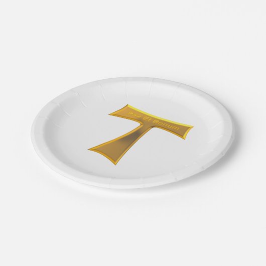 フランシスカンタウクロスパックスエボヌム金ゴールドメタリック ペーパープレート (アングル)