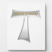 フランシスカンタウ十字平和と良い銀&金ゴールド フォトプラーク (正面)