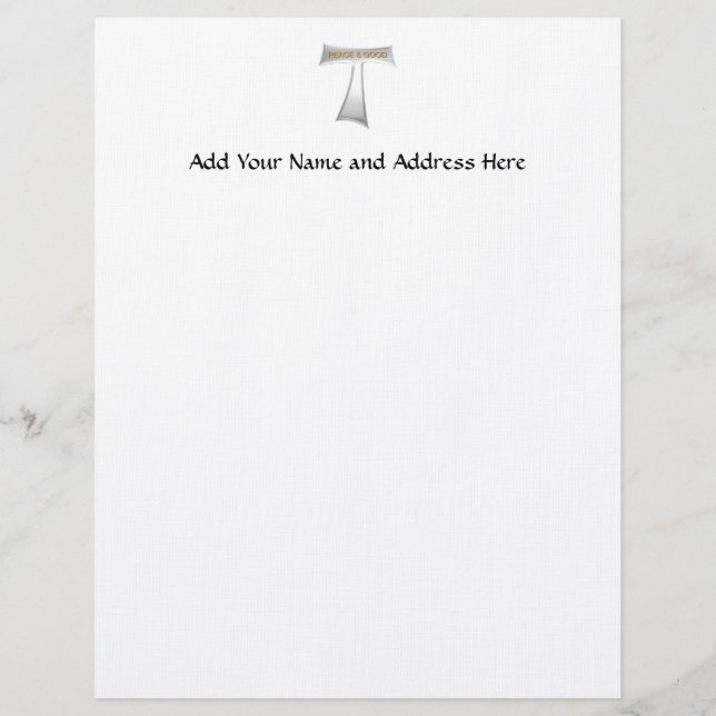 フランシスカンタウ十字平和と良い銀&金ゴールド レターヘッド (正面)