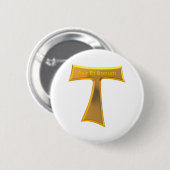フランシスキャンタウ十字架Pax Et Bonum金ゴールド金属 缶バッジ (正面&裏面)