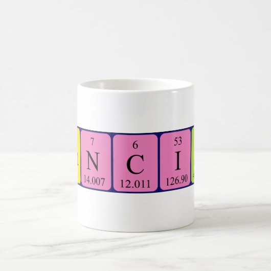 フランシスコの周期表の名前のマグ コーヒーマグカップ (中央)