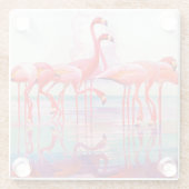フランシス島リージェイクス著ピンクのフラミンゴ ガラスコースター (裏面)