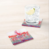 フランシス島リージェイクス著ピンクのフラミンゴ スクエアペーパーコースター (インサイチュ)