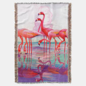 フランシス島リージェイクス著ピンクのフラミンゴ スローブランケット (正面縦)